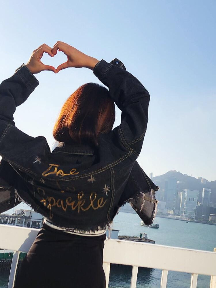 Thumbnail: {Hers} Born to Sparkle on  Black Denim Jacket