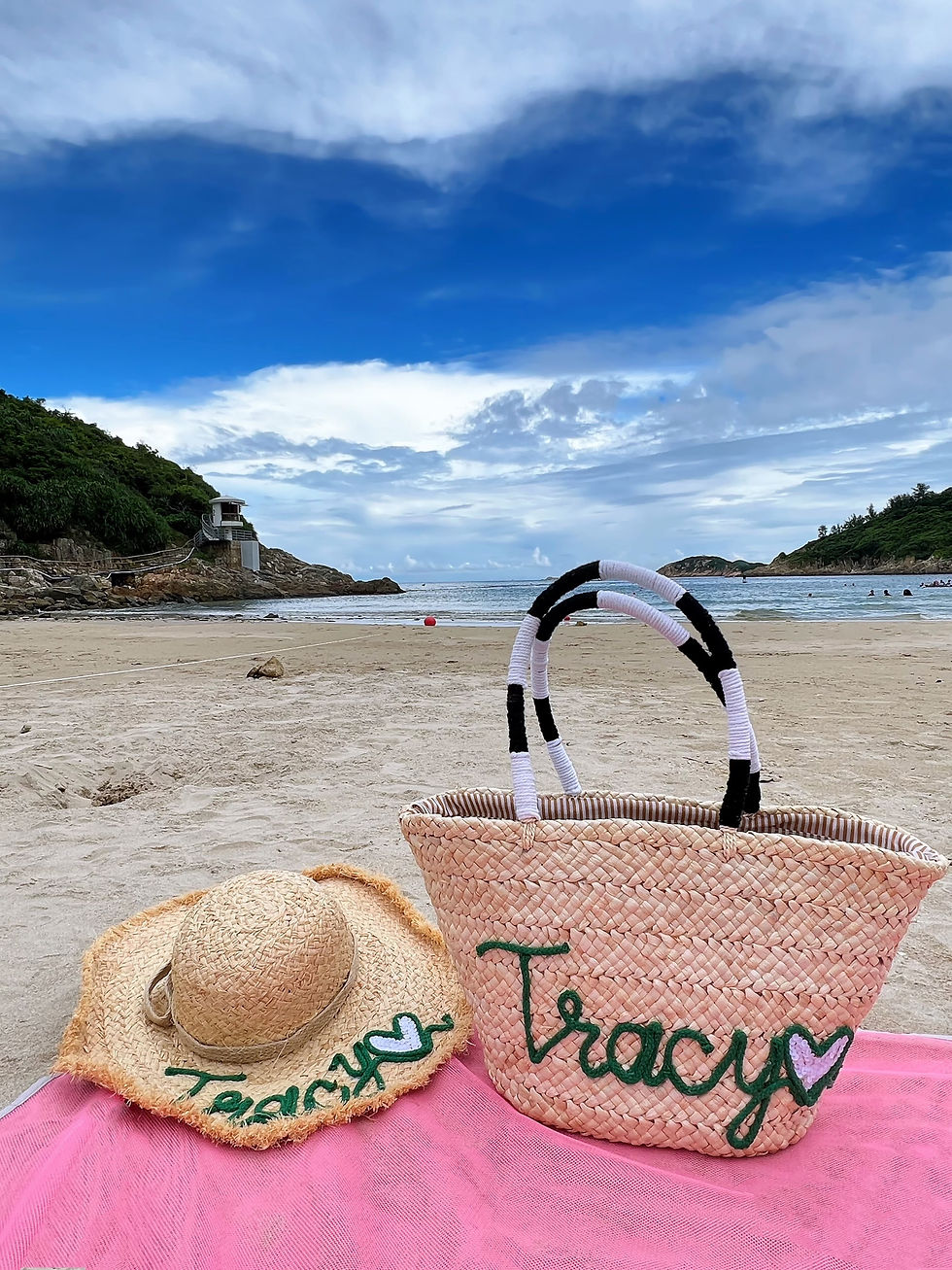 Thumbnail: {floppy straw hat}personalised name 