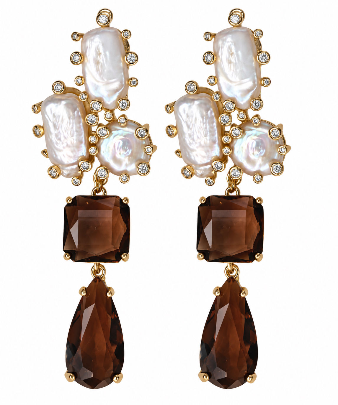 Aretes de perlas en resina con cristales 