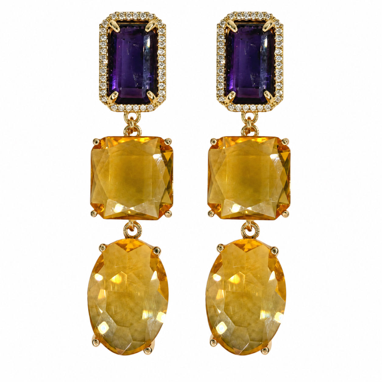 Aretes de amatistas con cristales 