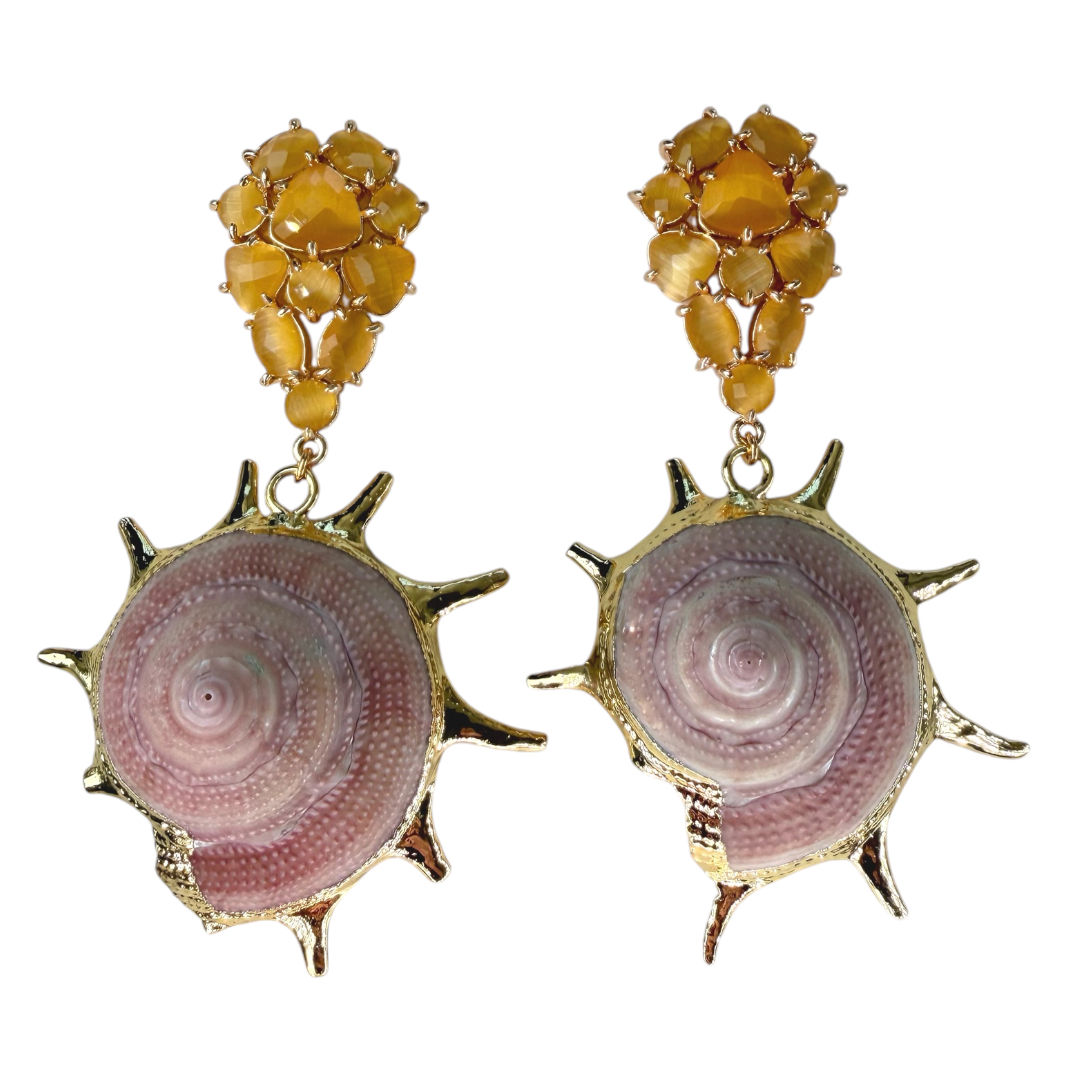 Crystal earrings with seashells