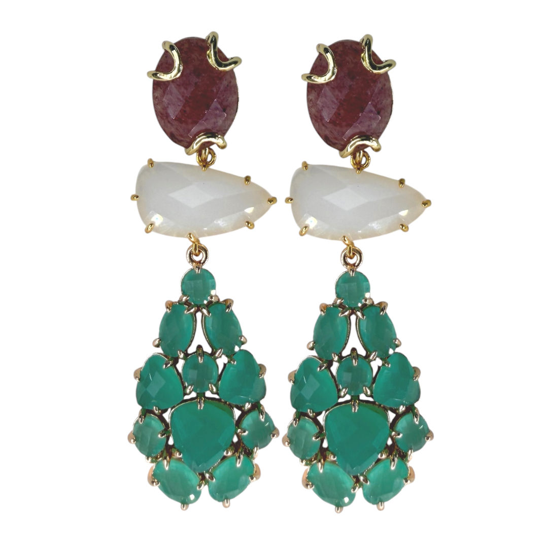 Aretes de piedras naturales con cristales 