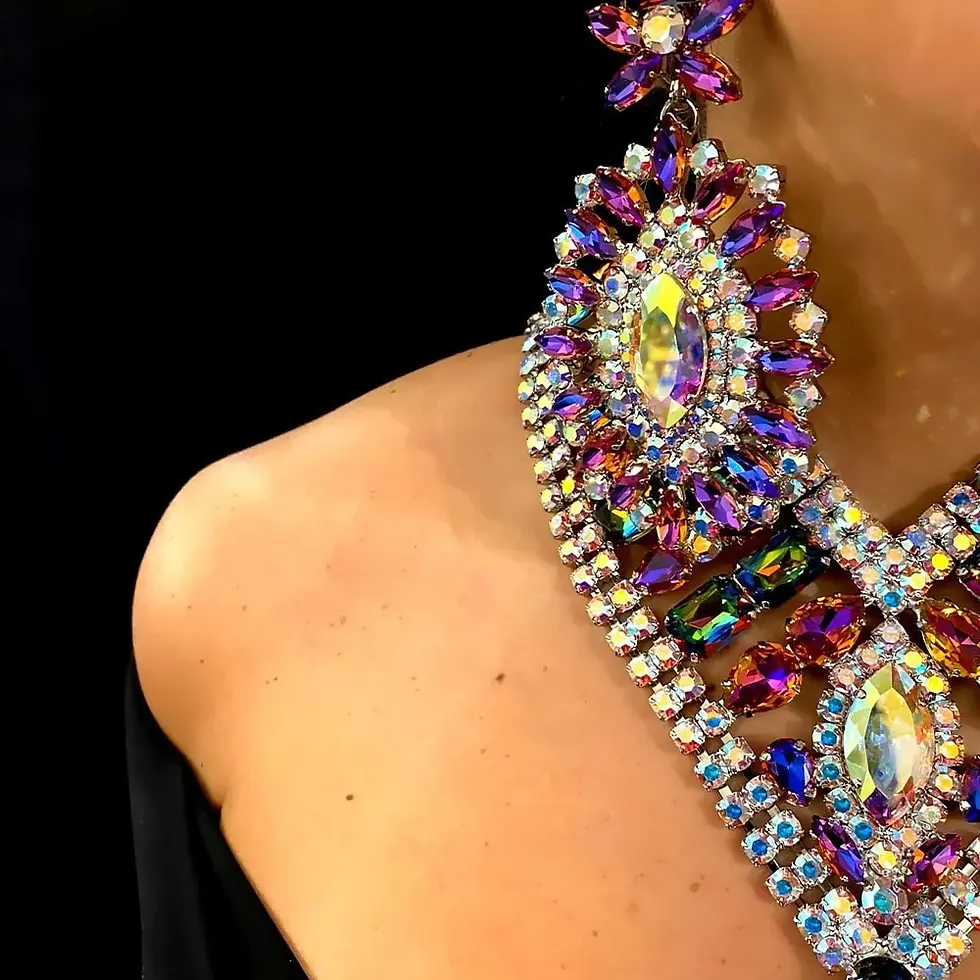 Thumbnail: Stonefans Exaggerated Necklace Earrings Set