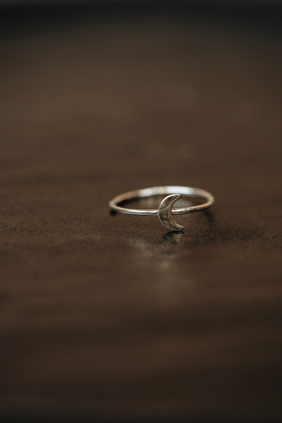 Thumbnail: Sterling silver crescent moon night sky stacking ring by Forever Link