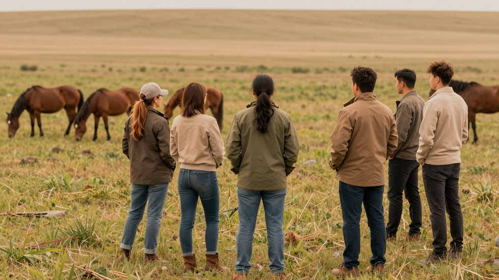 Participants looking ahead with confidence and peace after The Flow Experience for Women session at SGA Stables in Grandview, Manitoba.