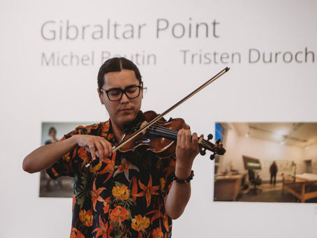 Tristen Durocher during his fiddle performance at the opening of Gibraltar Point