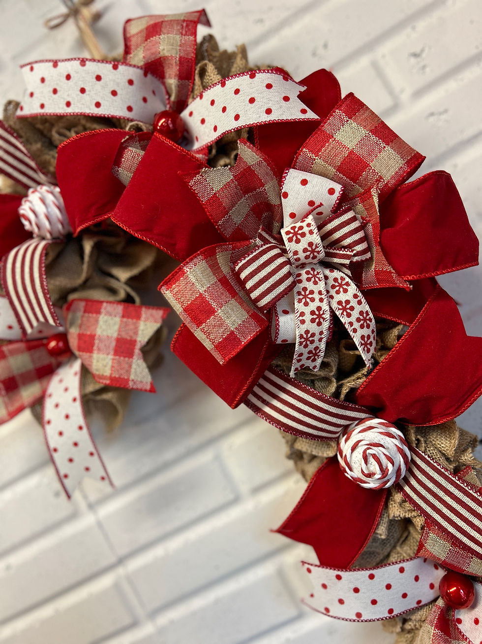 Thumbnail: Burlap Candy Cane Wreath