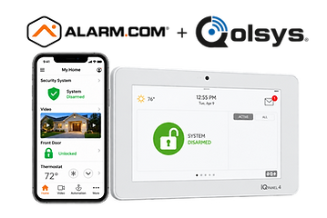 Alarm.com smart home app and Qolsys IQ Panel 4 security and automation system