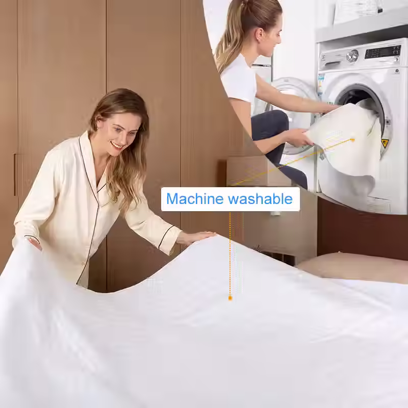 Thumbnail: woman washing electric under blanket showing the product is washable