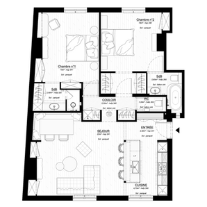 Rénovation intérieur d’un appartement haussmannien à Lyon pour une famille — création d’une suite parentale, deuxième salle de bain, optimisation des rangements, ouverture de la pièce de vie, et conservation des éléments d’origine (parquet, moulures, cheminées). - conception / suivi de chantier - Tifanie Gimaret Architecte d'intérieur - Lyon / Rhône - Ain