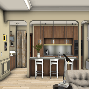 Rénovation intérieur d’un appartement haussmannien à Lyon pour une famille — création d’une suite parentale, deuxième salle de bain, optimisation des rangements, ouverture de la pièce de vie, et conservation des éléments d’origine (parquet, moulures, cheminées). - conception / suivi de chantier - Tifanie Gimaret Architecte d'intérieur - Lyon / Rhône - Ain