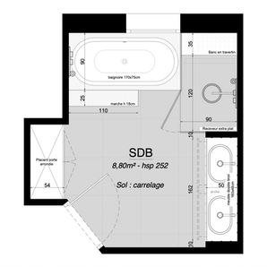 Rénovation complète d'une salle de bain, dans une ambiance rétro 80, avec une touche de modernité - conception / suivi de chantier - Tifanie Gimaret Architecte d'intérieur - Lyon / Rhône - Ain