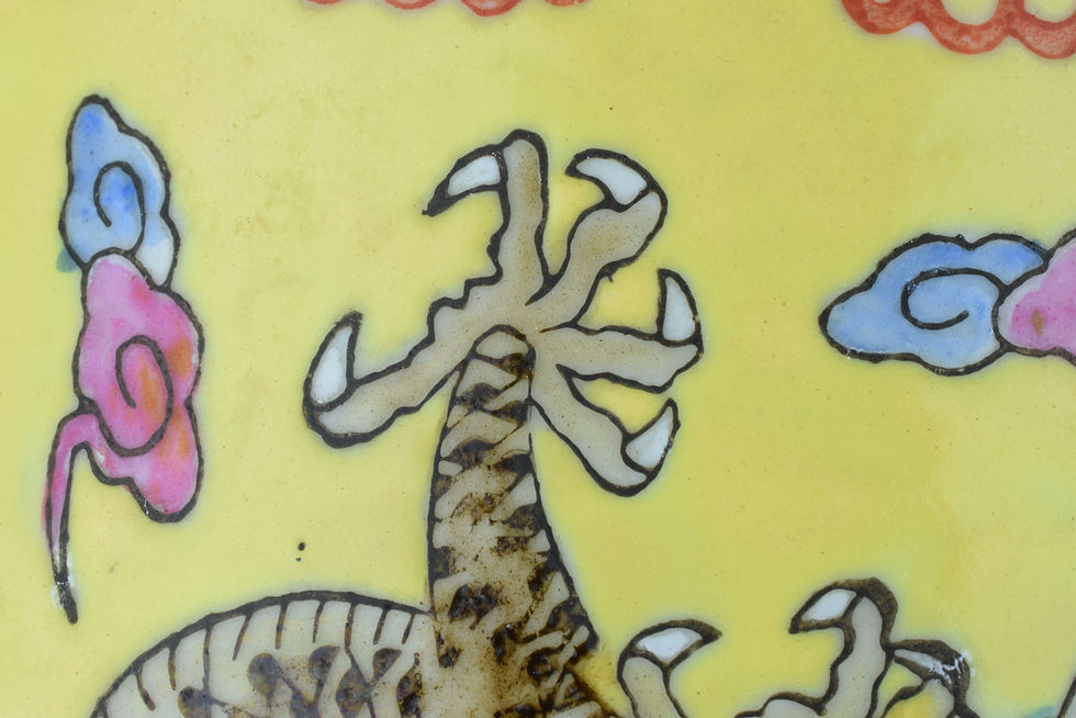 Miniatura: Coppia di vasi Cina fondo giallo con dragoni