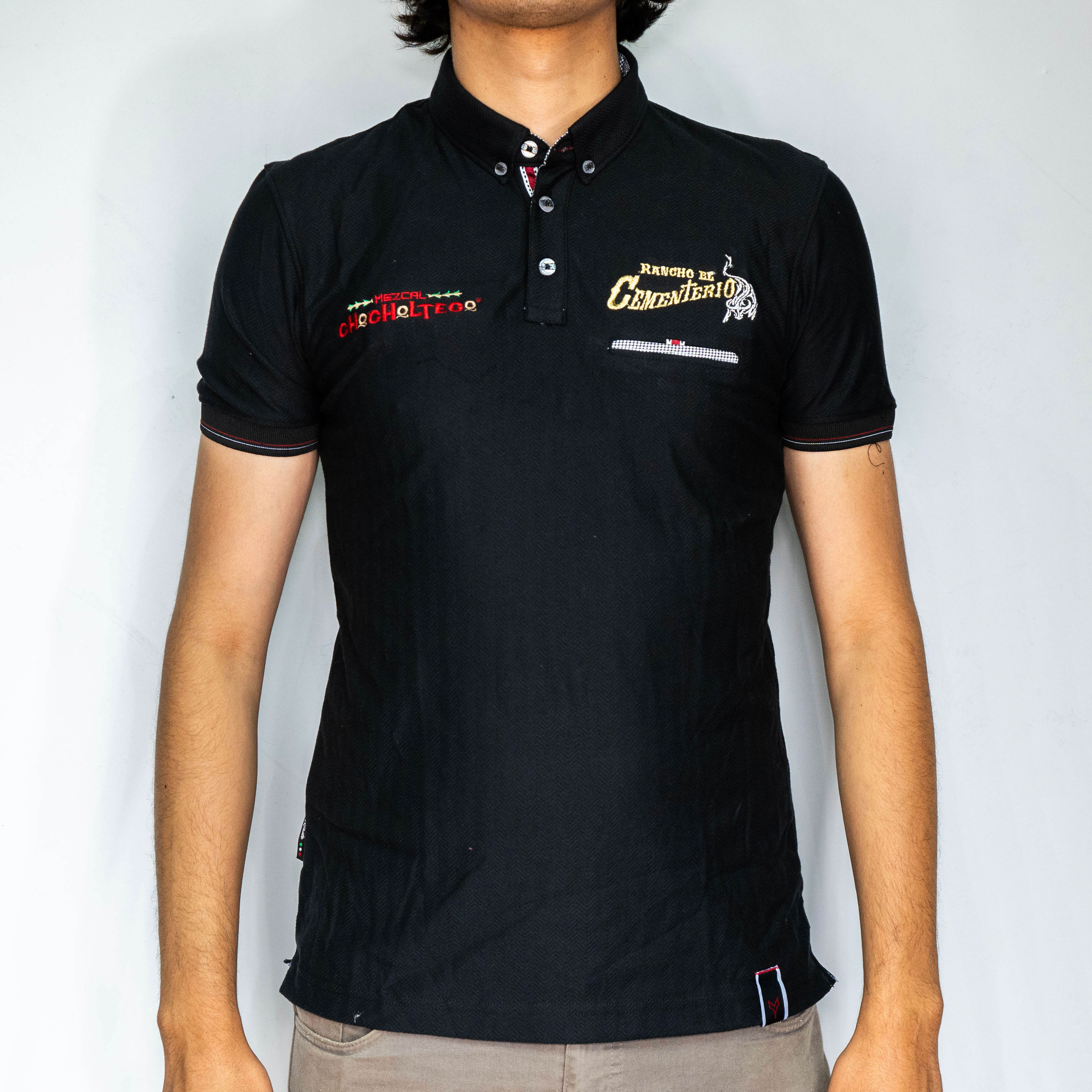 Playera Polo Negra de Rancho el Cementerio