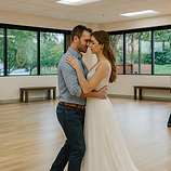 Couple is practicing their wedding dance