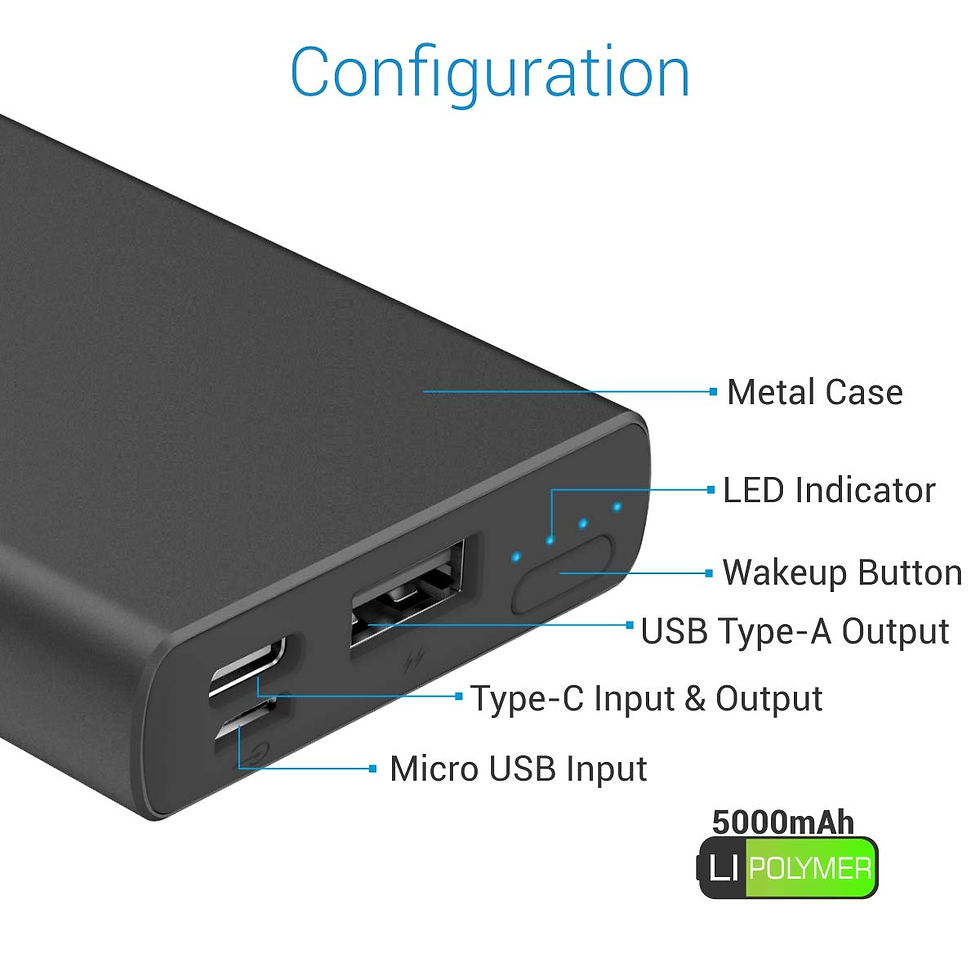 Thumbnail: Portronics Power PERK 5K 5,000 mAh Power Bank with LED Indicator, 2.1A (BLACK)