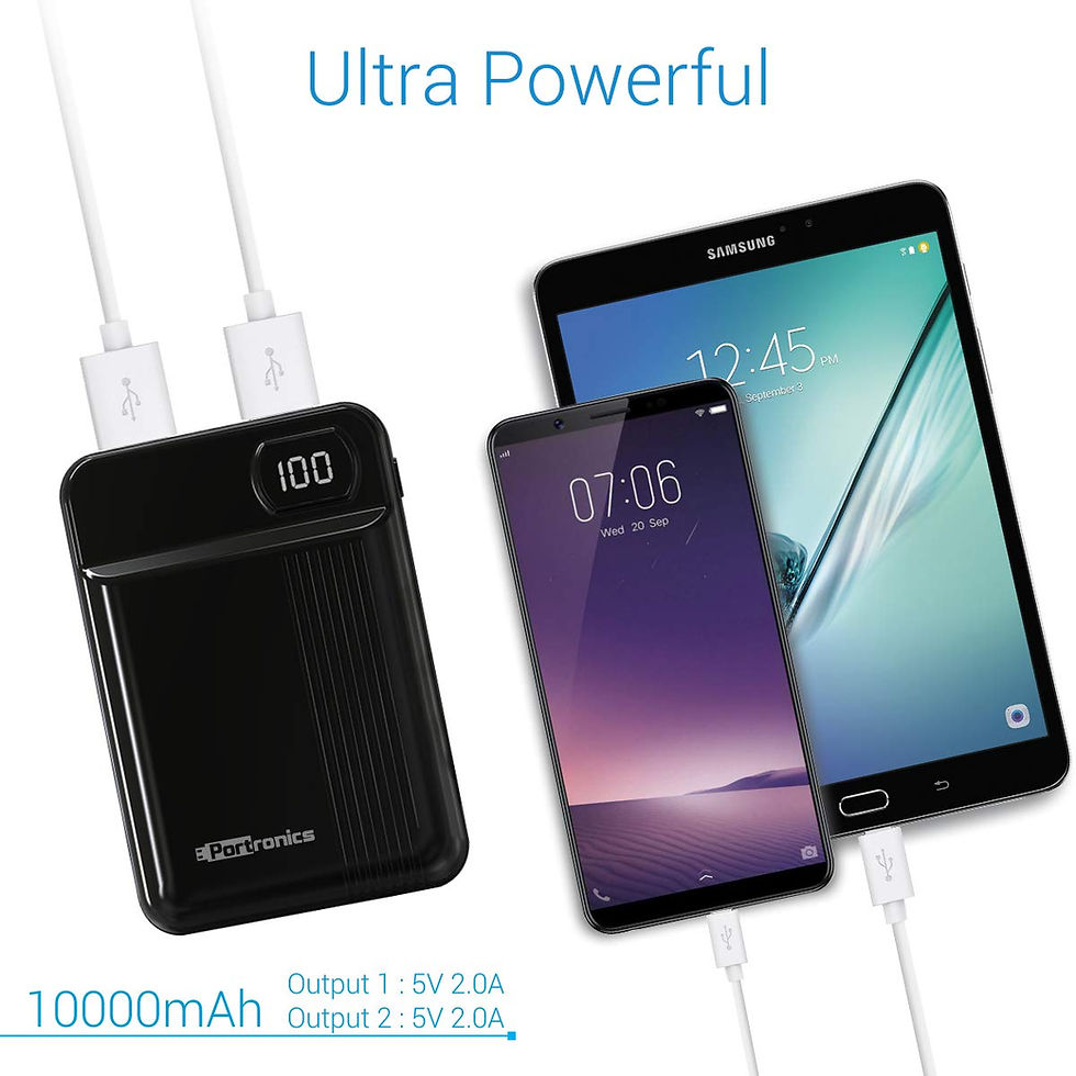Thumbnail: Portronics POR-235 Indo 10D 10,000 mAh Power Bank with Display (Black)