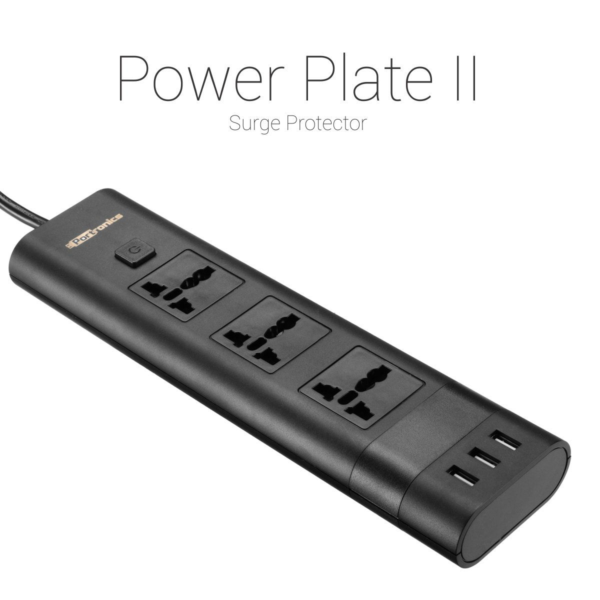 Portronics POR-671 5A Electrical Universal Sockets and 3 USB Ports (Balck)