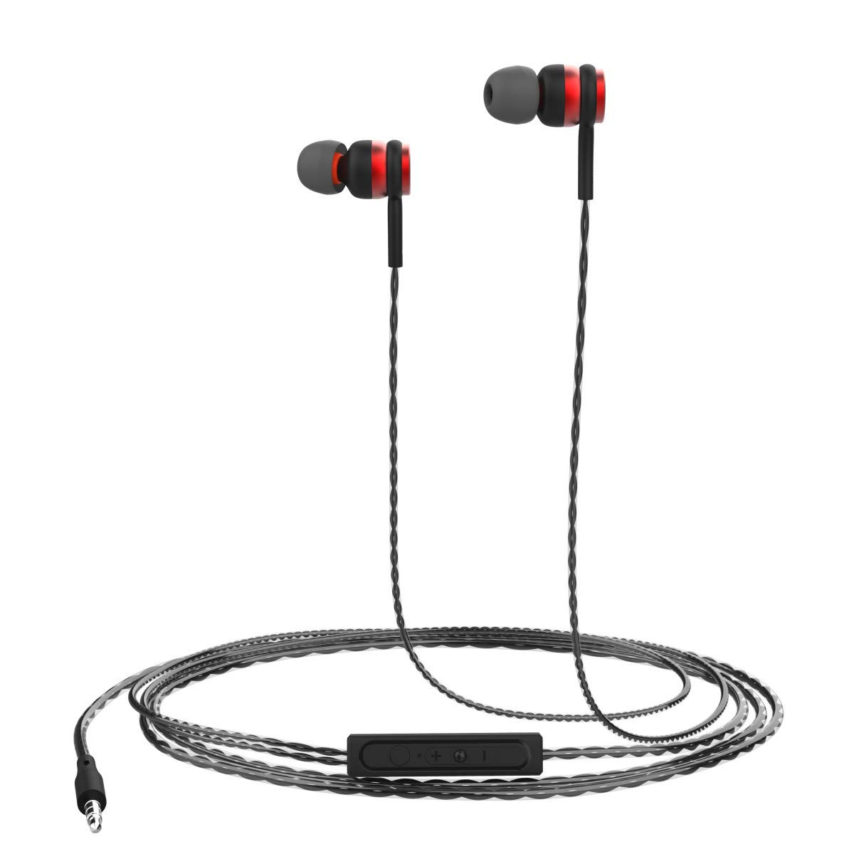 Portronics Conch Gama in-Ear Wired Earphone, 1.2m Tangle Free Cable (RED)