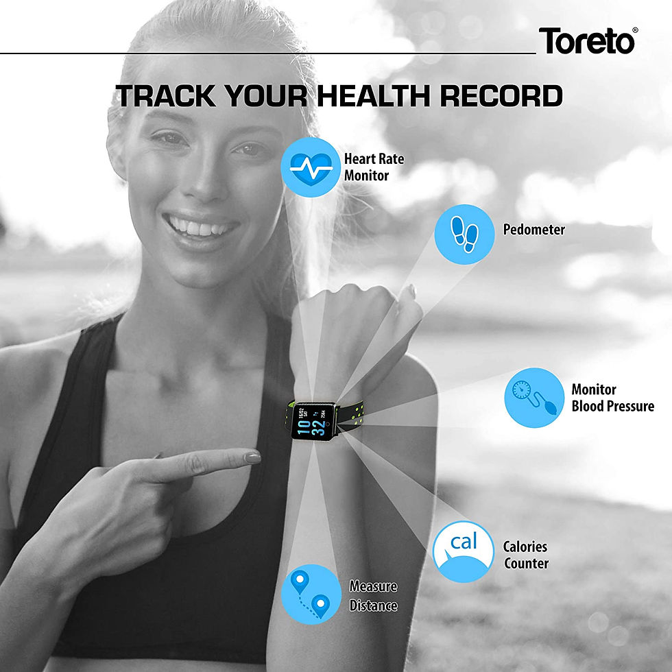 Thumbnail: Toreto 81,Bloom Smart Watch (Black)(Tor-81, Green)