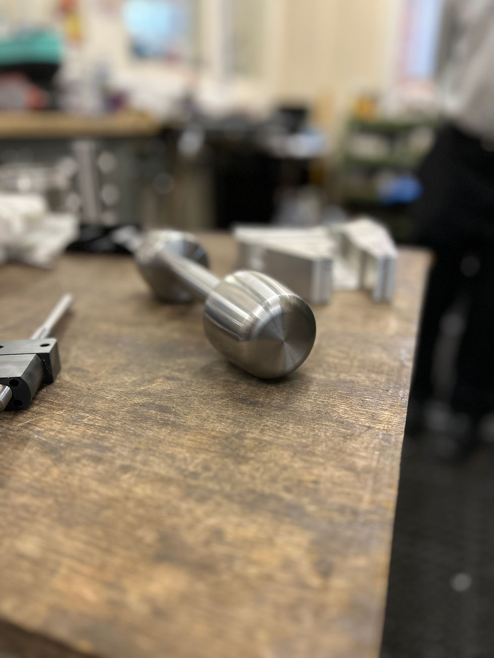 A custom machined handle for a lever