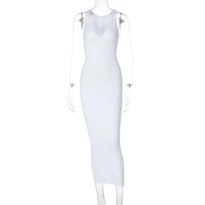 Thumbnail: U Neck Sleeveless Stretch Jersey Maxi Sun Dress 9 Colors Boutique Women