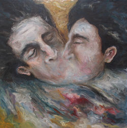 El beso. Óleo sobre tela. 140x140cm