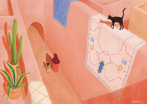 Illustratie Marrakech, Marokko, door Melanie Kranenburg
