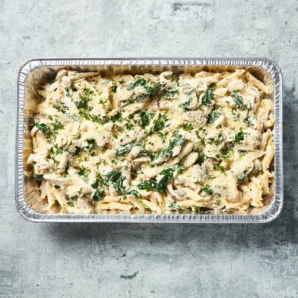 Creamy Chicken, Mushroom & Spinach Penne Platter | Hot Buffet Catering Cornwall