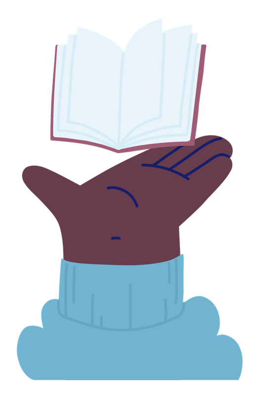 Illustration of a hand and a book.
