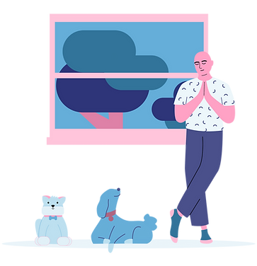 Illustration of a man at home