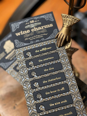 letterpress wine charms