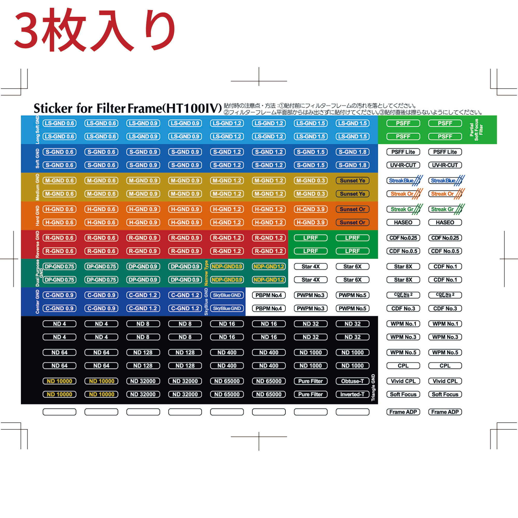 【3枚セット】HT100IV フィルター識別ラベル