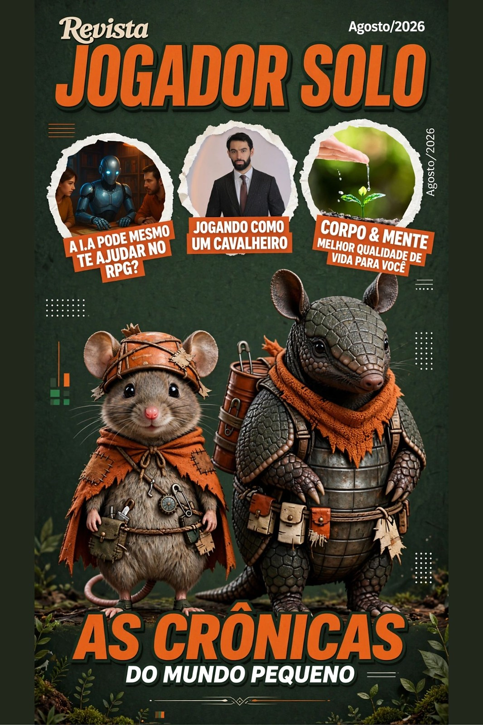 capa da edição com um rato aventureiro ao lado de um tatu aventureiro de rpg