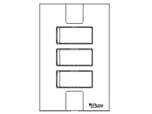 Desenho técnico do produto Interruptor 3 Teclas Paralelas -250V