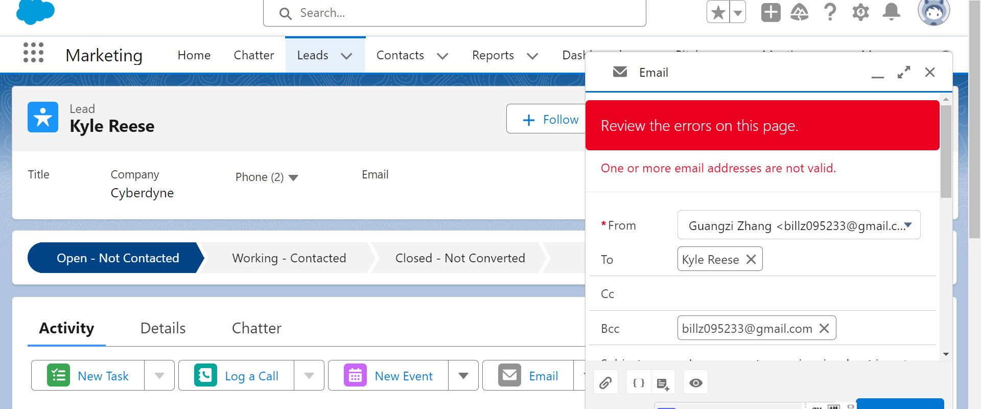 I see the email cannot send due to some issue maybe I use th | Lab 3a ...