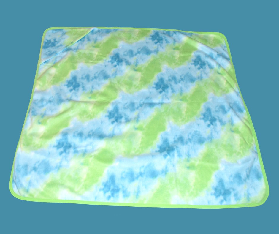 Green & Blue Tie-dye Plush Fleece Toddler Blanket