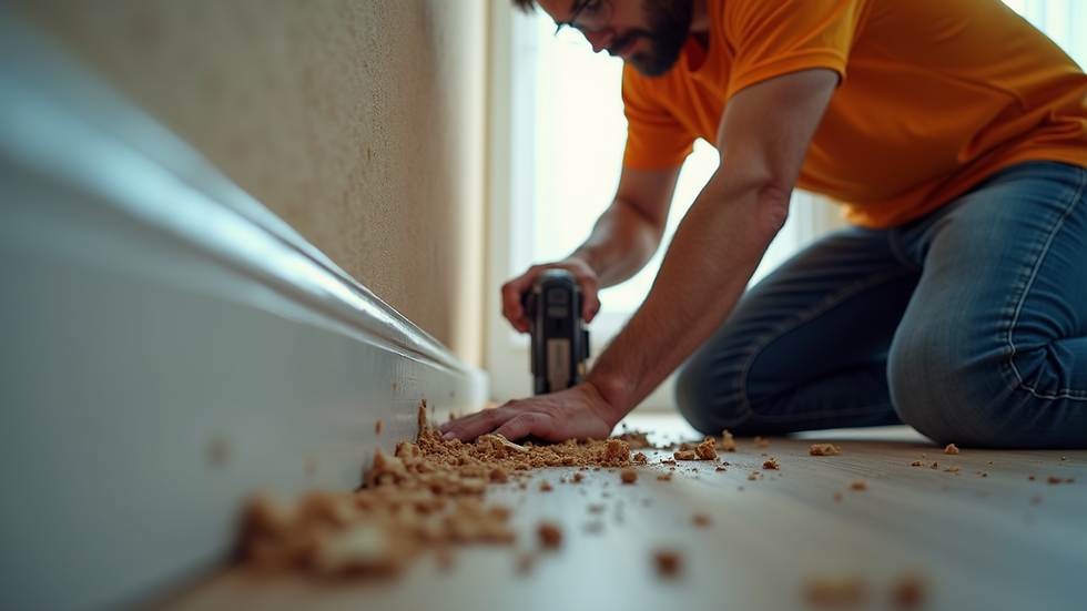 Eye-level view of a professional handyman working on home repairs