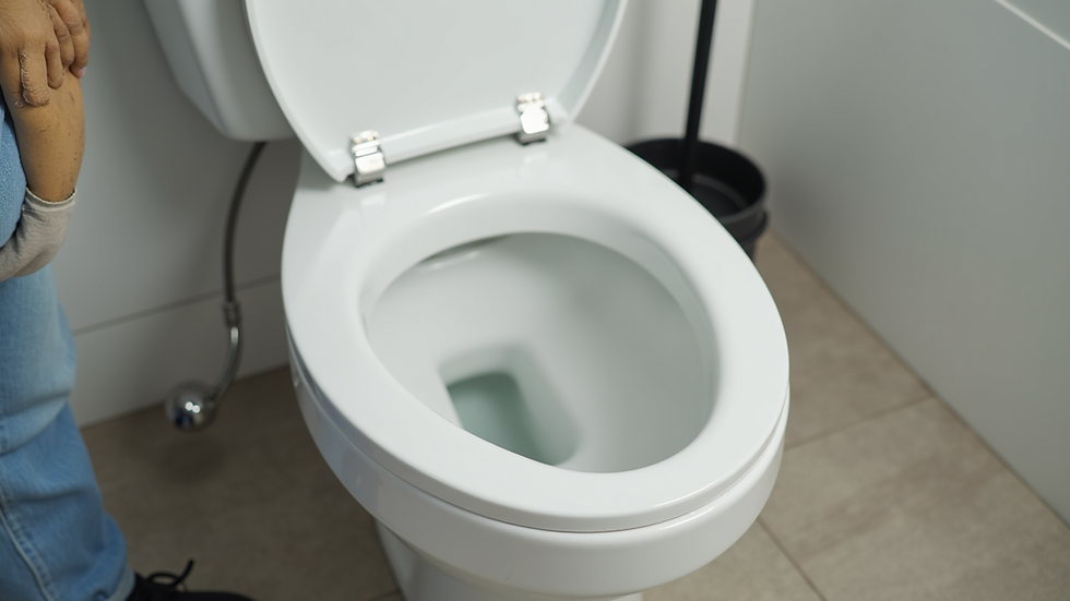 Close-up view of a modern toilet bowl in a clean bathroom