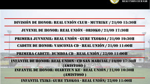 Horarios del fútbol base