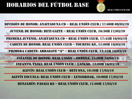 Horarios fútbol base