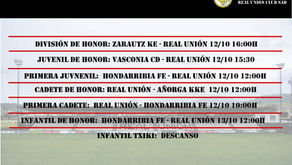 Horarios del fútbol base