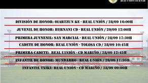 Horarios del fútbol base