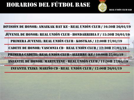Horarios del fútbol base