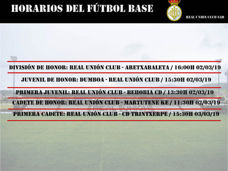 Horarios del fútbol base