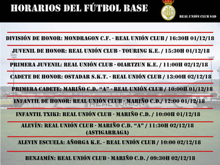 Horarios del Fútbol Base