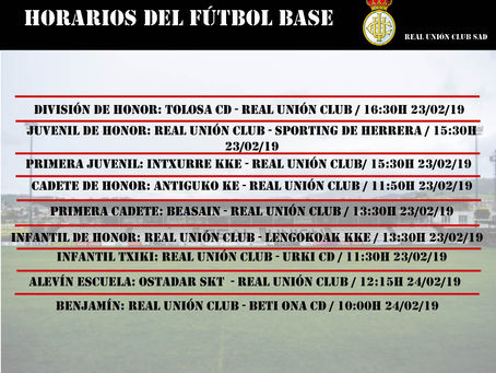 Horarios del fútbol base