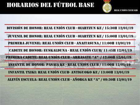 Horarios del Fútbol Base