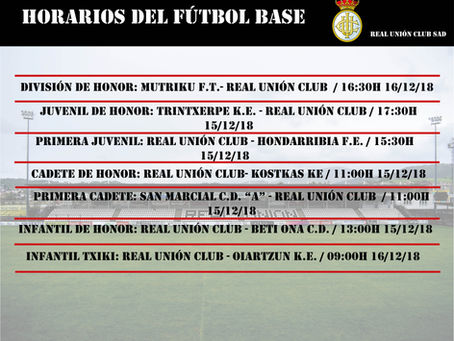 Horarios del Fútbol Base