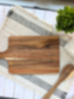 Custom engraved recipe cutting board with handwritten family recipe in acacia wood